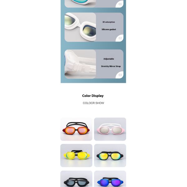 Factory Direct Selling Customized Logo UV Protection Competition Swimming Goggles for Adults