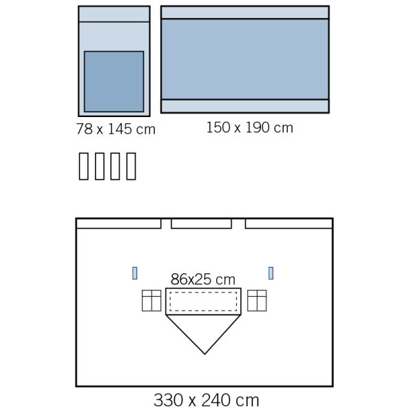 Vertical Isolation Pack Disposable Surgical Packs With Transparent Polyethylene Drape