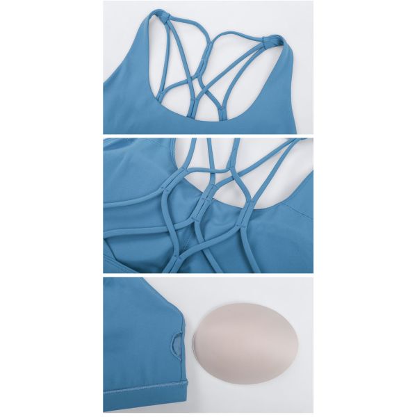 Fitness Sexy Lulu Cross Back Padded Custom Logo Workout Women's Solid Color Sports Bra Top