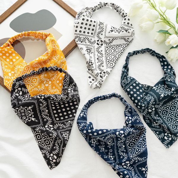 vintage hair bands triangle wrap head women's hair corset elastic cloth headband manufacturers supply