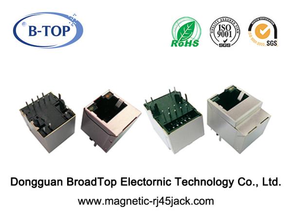 Female Magnetic RJ45 Connector , RJ45 Lan Jack Single Port Vertical 180 Degree