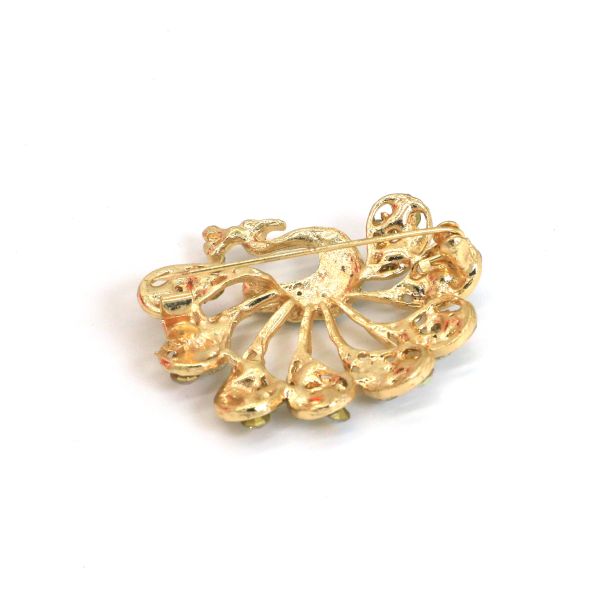 Hollow Out Fashion Brooch Pin Gold Peacock Open Screen Shape OEM