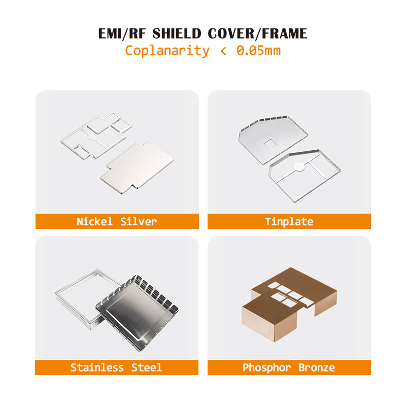 Custom Precision Metal EMI RFI Shielding Can One-Piece Two-Piece RF Shield Case with 