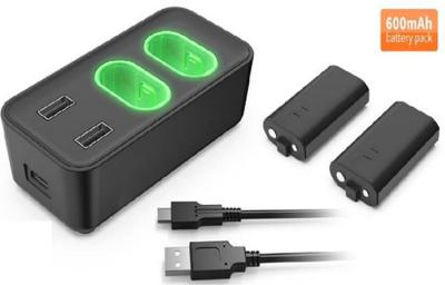 550mA*2 XBOX Gaming Accessories Battery Charger With 2 Battery Packs 600mAh