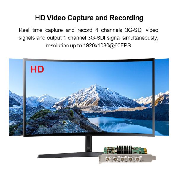 Professional 1080P60 Live Streaming Video Capture Card with 4 SDI Inputs and 1 Output