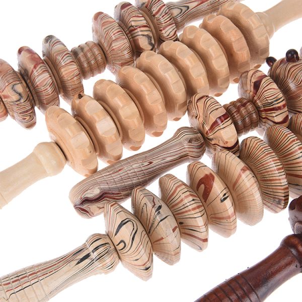 Wooden Roller Massage Tool Stick for Muscle Relaxation and Anti Cellulite Waist Massage