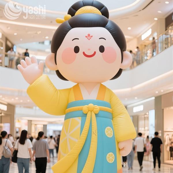 Lifelike Chinese Balloon Inflatable Cartoon Characters Outdoor LED Lighting