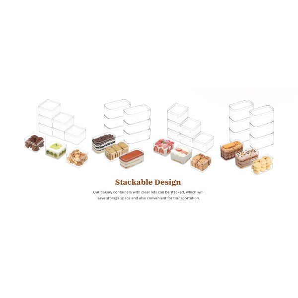 Rectangle Clear Plastic Dessert Cups With Lids And Stickers Disposable Fruit Cups For Dessert,Tiramisu Container With Lid,Cupcake,Parfait,Pudding,Iced Cold Drinks,Snacks,Fruits