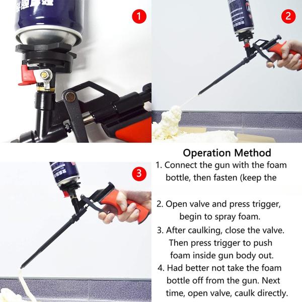 OEM ODM PU Expanding Spray Foam Gun Heavy Duty Metal Body Covered With PTFE