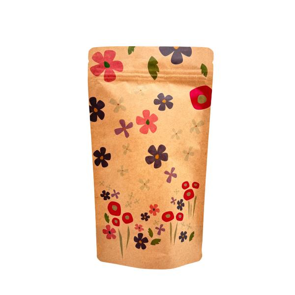 Resealable Biodegradable Custom Compostable Pouches Kraft Paper Stand Up Zipper Bag With Clear Window