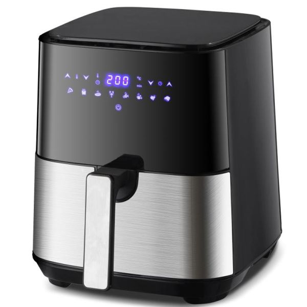 7L avec fenêtre Friture à air en acier inoxydable Foyer écran tactile LED pour 12 préréglages Faciles à nettoyer à la maison 1800w