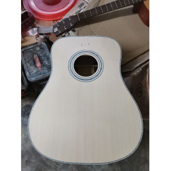 Custom Solid KOA Wood Top OM Body Shape Life Tree Inlay Acoustic Guitar Wood Pickguard