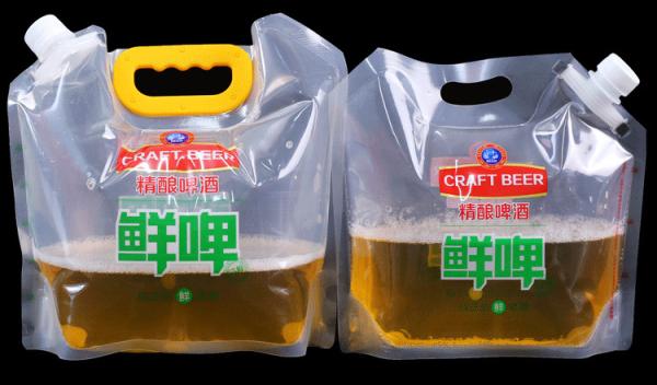 1.25L 2.5L Beer Drink Pouch Plastic Drink Bag With Spout Hang Hole