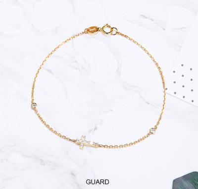 Ouro Diamond Bracelet 0.13ct Diamond Cross Bracelet For Women ' S do quilate de GDTC 18