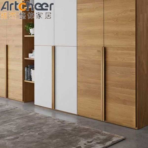 Modern Stylish Oak Veneer Finish Wardrobe Closet with Customized Size for Bedroom