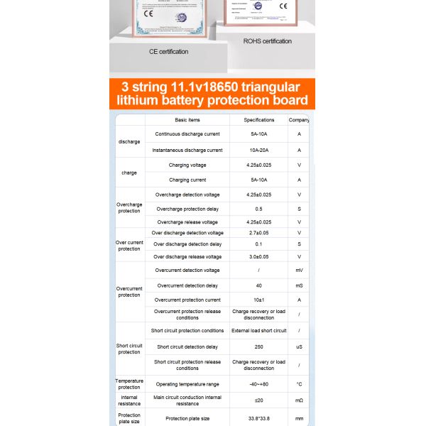 12V 100Ah 18650 BMS 3s 10A Balancing Assembly Pcb For Lithium Battery
