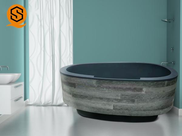 Oval Freestanding Artificial Stone Bathtub Acrylic Seamless Joint 170CM
