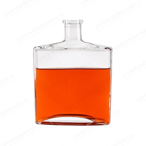 All Size 375ml 750ml 1000ml Flat Square Vodka Glass Whiskey Wine Bottle with Cork