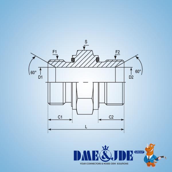 Straight Connector Hose Hydraulic BSPP Male 60° With ED Ring DABPM105M-ED