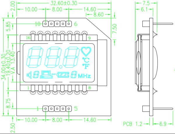 Adaptez OEM aux besoins du client STN HTN FSTN 1 par 4 module d'affichage à cristaux liquides de segment du devoir 3V