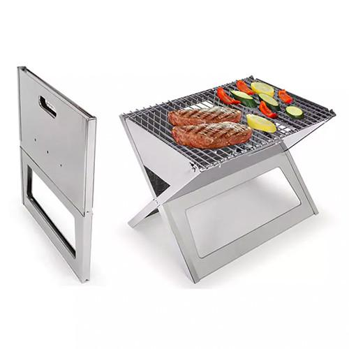 Large Stainless Steel Charcoal Bbq Grill Foldable Barbeque Grill Outdoor Camping 44x34.5cm