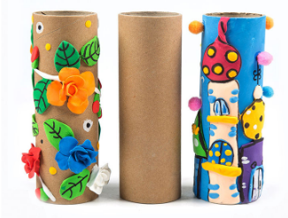 Children's Manual Diy Roll Paper Tube Packaging Kindergarten Creative Art Painting Graffiti Round Cylinder