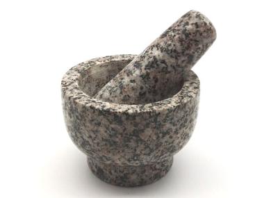 Almofariz e pilão de pedra culinário, almofariz profundo do granito e diâmetro 9 cm do pilão