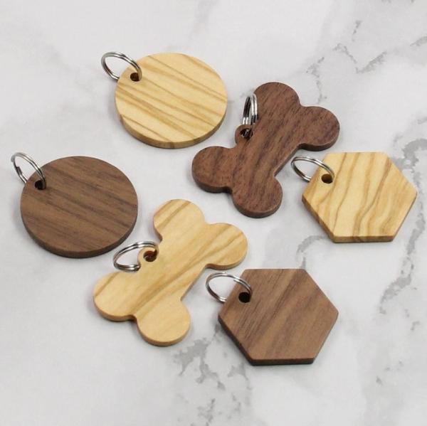 Chaîne à clefs en bois naturel blancs en bois inachevé rondes pour la graverie en lace, artisanat de Noël