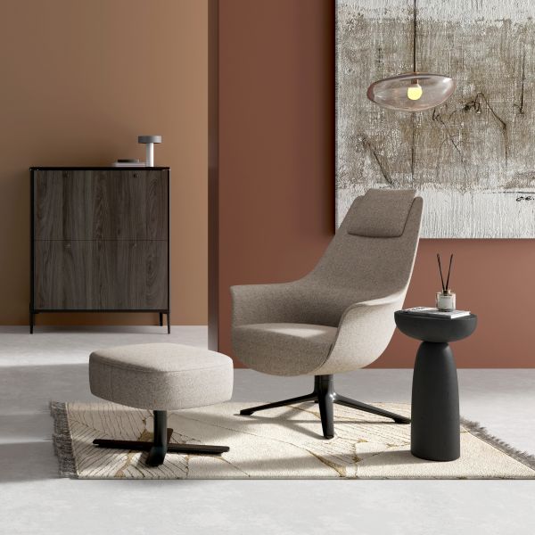 Modern Fabric Comfortable Supreme Seating Office Lounge Chair And Ottoman