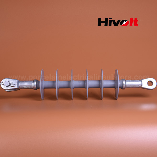Isolateur composé en caoutchouc de silicone du cul-de-sac 25kv avec la langue et le matériel de connexion de chape