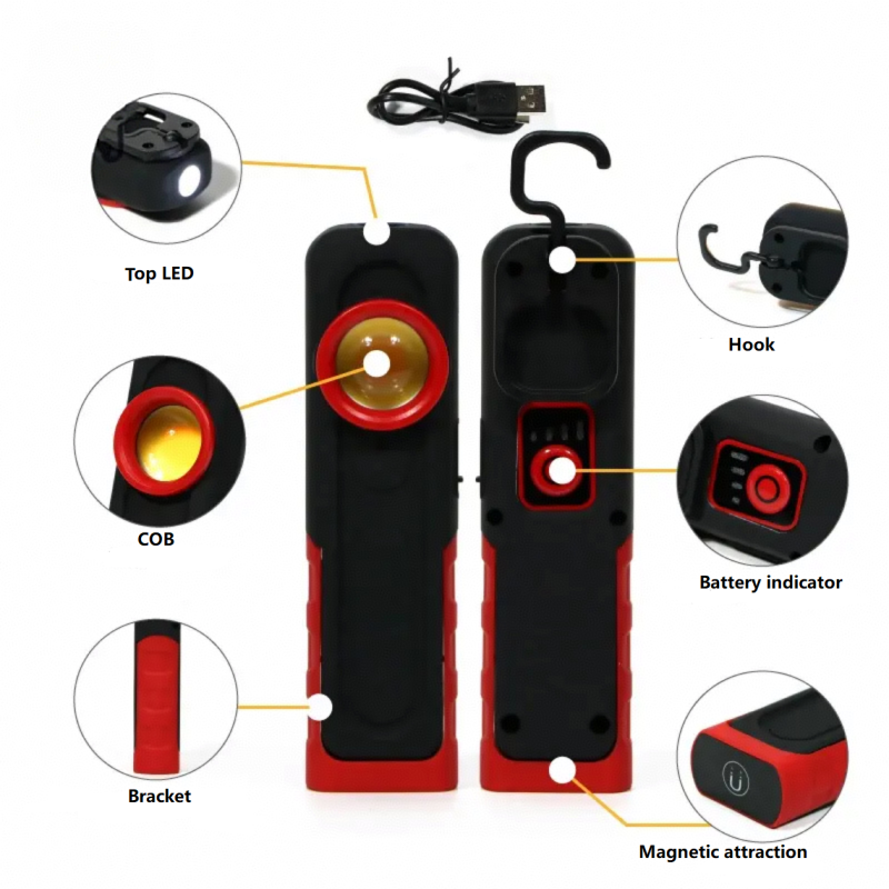 New Car Repair COB Work Light Multi Color Temperature Maintenance Light with Hook and Bracket Charging Multi Functional Light