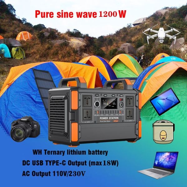 2026 Hot Sale 1200W Powerstation LiFePO4 Battery Bank Mobile Portable Power Station 1000W Solar Generator For Home Power Supply
