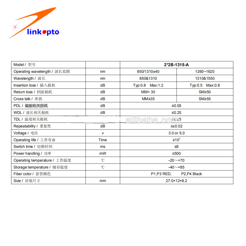 Переключатель низкого волокна PDL TUV 2x2B SM 1310nm 1550nm оптически