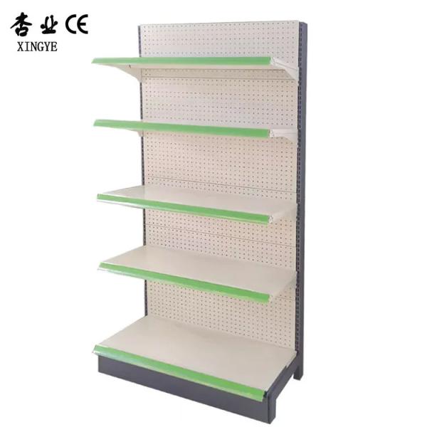 Factory Good Quality Shelving Supermarket Milk White Pharmacy Shelving Hole Back Mini Market Shelves