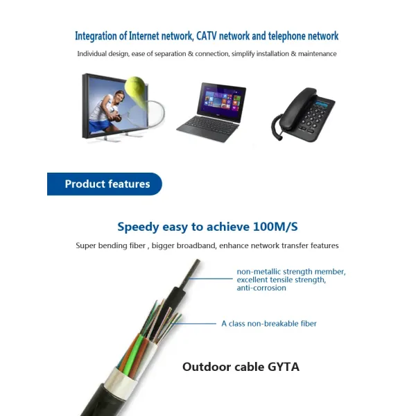 FTTH câble optique enterré fil GYTA extérieur pour la communication tube lâche câble blindé léger