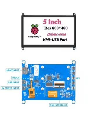 800*480 LCD HDMI Screen 5 Inch Raspberry Pi LCD Touch Screen With 5 Point Capacitive Touch Screen