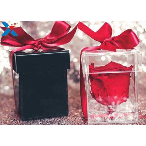 Custom Luxury Clear Acrylic Flower Box 9 * 9 * 15cm 7 * 7 * 10cm Light Weight