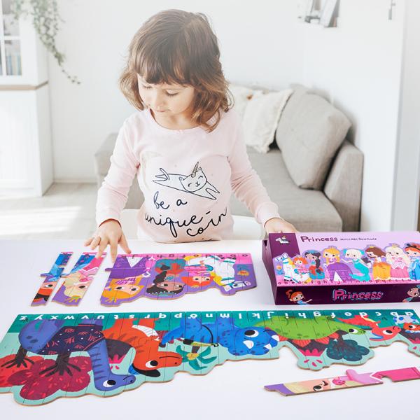 Enlightenment 26 Letters Striped Puzzles Children's Educational Toys Early Cognitive Double-sided Cartoon Animal Jigsaw