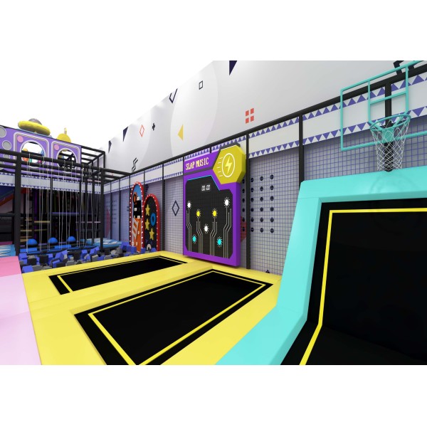 Family Fun Interactive Trampoline Park with Ball Pit / Mystic Slide