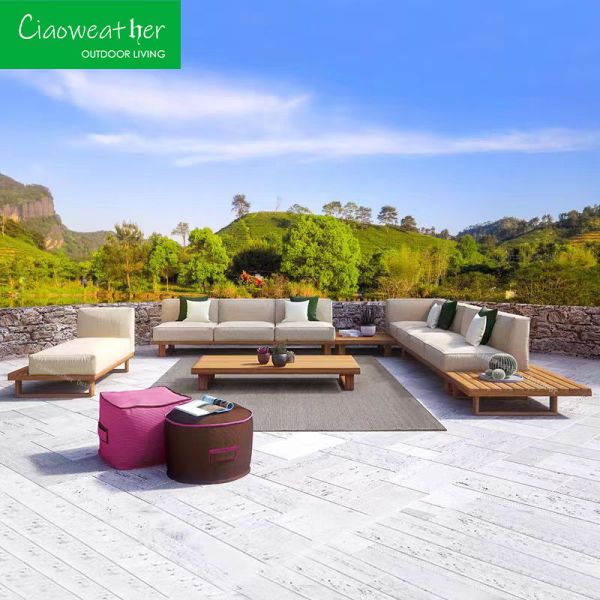 Outdoor Teak Wood Furniture Design Solid Wood Sofa Set for Modern Garden at Swimming Pool and Beach