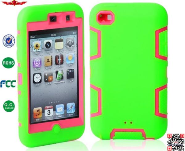 Hot Selling 100% Quality Guaranteed 3 in 1 Hybrid Silicone+PC Cover Cases For Ipod Touch 4