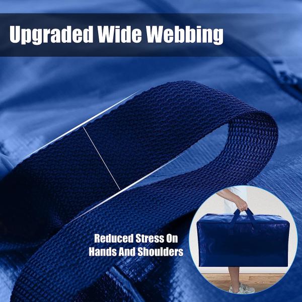 Heavy Duty Extra Large Moving Bags W/Backpack Straps - Strong Handles & Zippers, Storage Totes For Space Saving