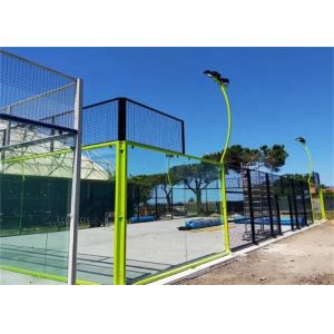 66Ft By 33 Ft Competition Paddle Tennis Court for Outdoor Use Custom Panoramic Model with Steel and Glass Materials