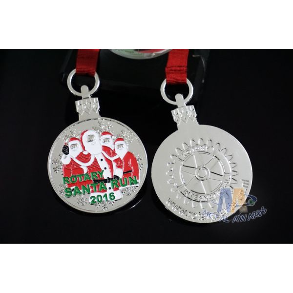 Christmas Logo Custom Fiesta Medals Both Side Design With 800 * 10MM Lanyard
