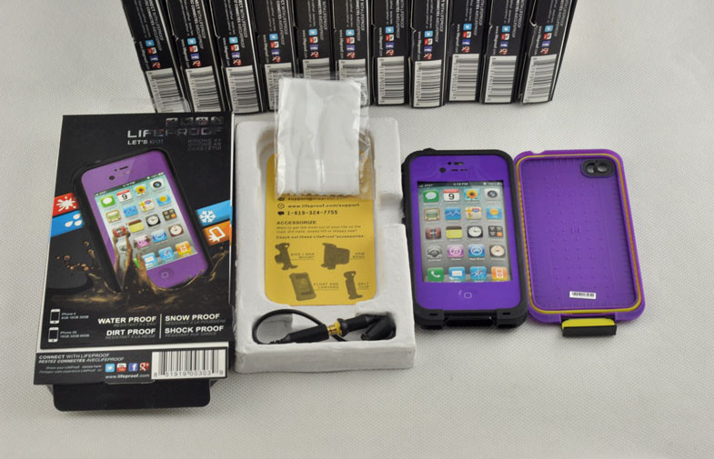 IP 68 Purple Waterproof Cell Phone Case For Lifeproof Iphone 4 / 4s