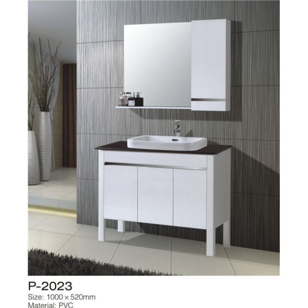 Two Foot Floor Standing Bathroom Sink And Cabinet PVC Material Anti Cracking / Deformation