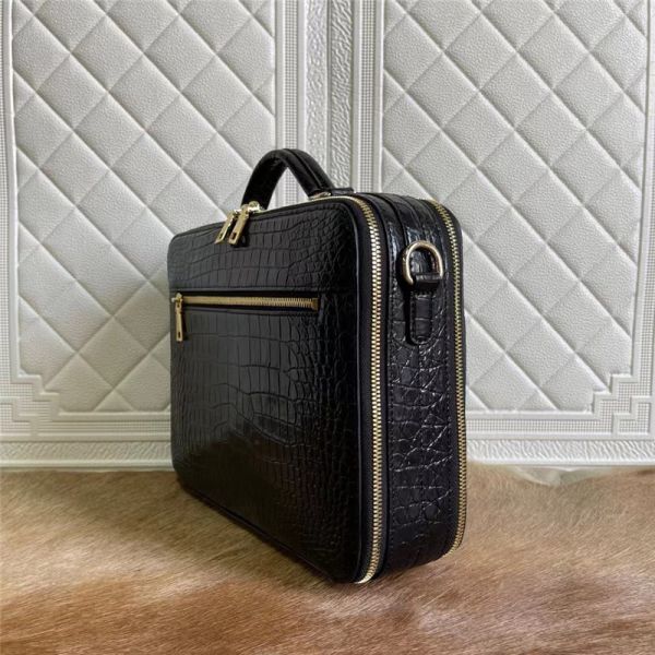 Exotic Crocodile Belly Skin Businessmen Small Briefcase ZIP Working Purse Genuine Real Alligator Leather Male Handbag
