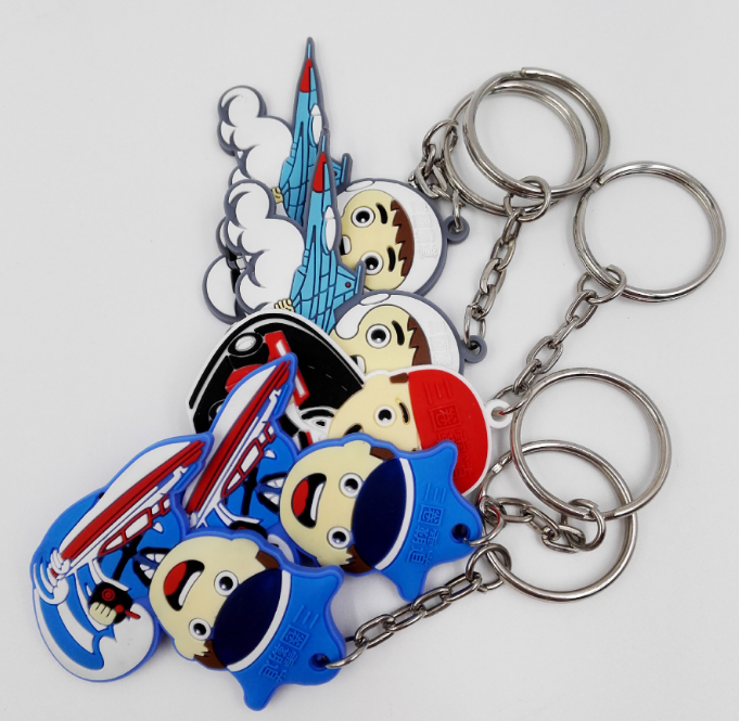 Cute Pattern Rubber Key Rings , Soft Rubber Keychain Customized Injected Logo