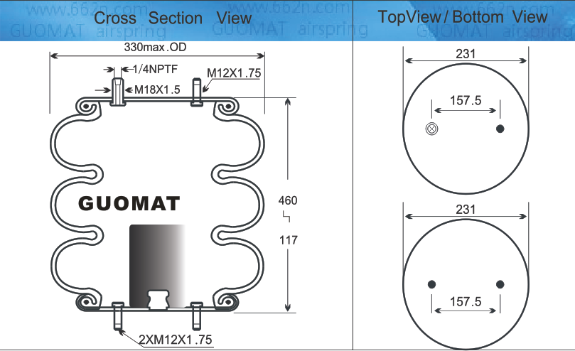 Весна воздуха воздуховода 1/4NPTF сотрясает тройные свертки проветривает мембраны привода резиновые