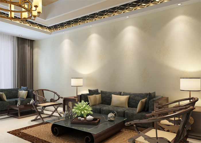 Damask Pattern European Style Wallpaper For Study Room / bedroom , Mould Proof